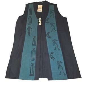 Vintage Venus Imports Handcrafted Handloomed‎ Himalayan Nepal 100% Cotton Vest L